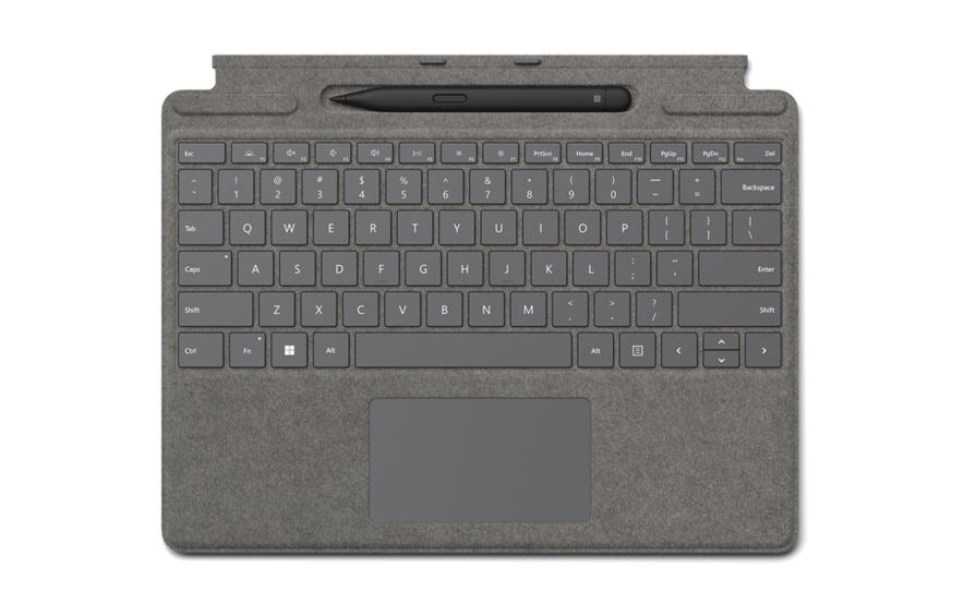 Microsoft Surface Pro Signature Type Cover with Slim Pen 2 Platinum Alcantara Fabric with Copilot Key (8X8 - 00178) - SoftwareDirect