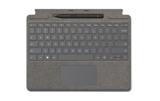 Microsoft Surface Pro Signature Type Cover with Slim Pen 2 Platinum Alcantara Fabric with Copilot Key (8X8 - 00178) - SoftwareDirect